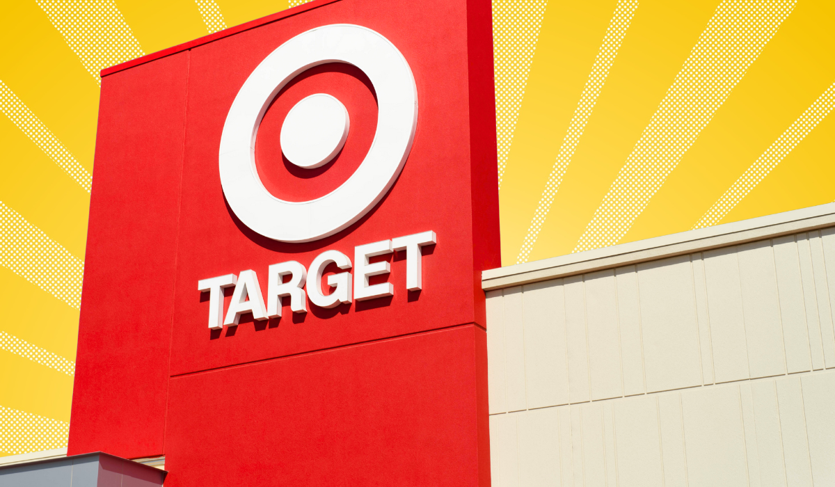 target store sign with a yellow sunburst background
