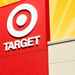 target store sign with a yellow sunburst background