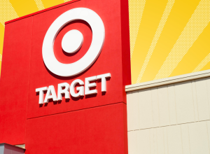 target store sign with a yellow sunburst background