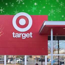 Target store with a green snowflake background