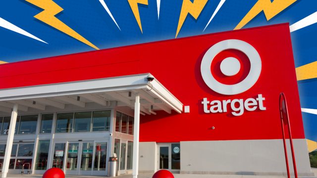 target store with a blue and yellow lightening background