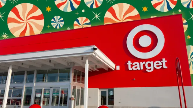 target store with a retro christmas background