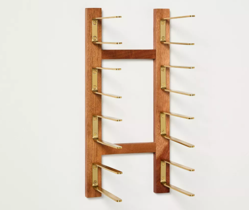 wall mounted wooden book rack