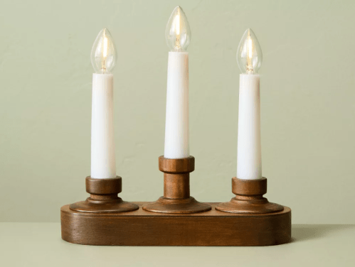 wood flameless candelabra