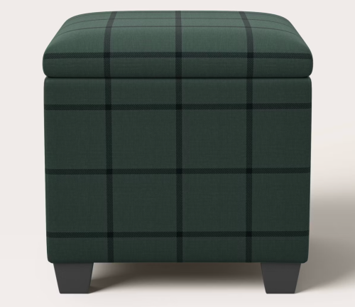 green plaid ottoman