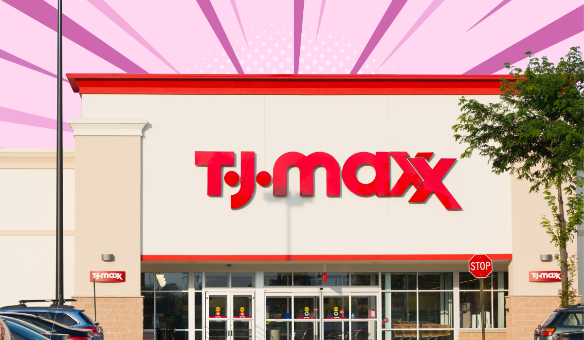 T.J. Maxx store with a purple background