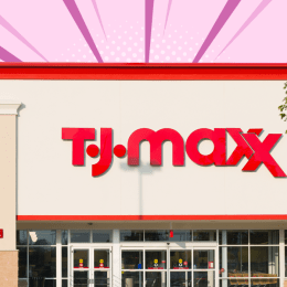 T.J. Maxx store with a purple background