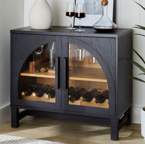 arched door black kitchen console