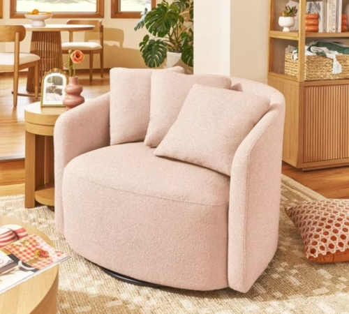 light pink swivel chair