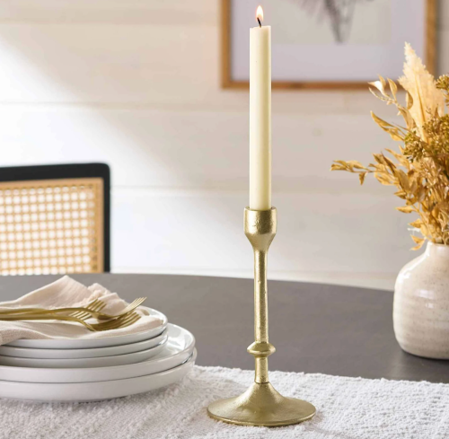 gold cast iron taper candle