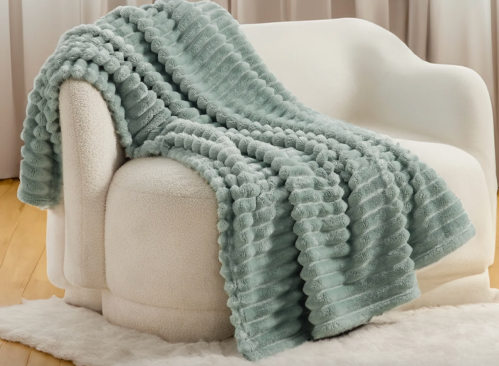 sage green fleece blanket