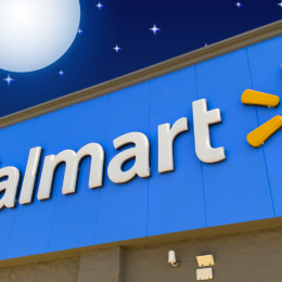 walmart storefront against a moon and stars background