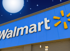 walmart storefront against a moon and stars background