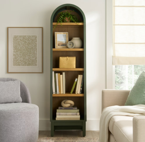 narrow arched book shelf