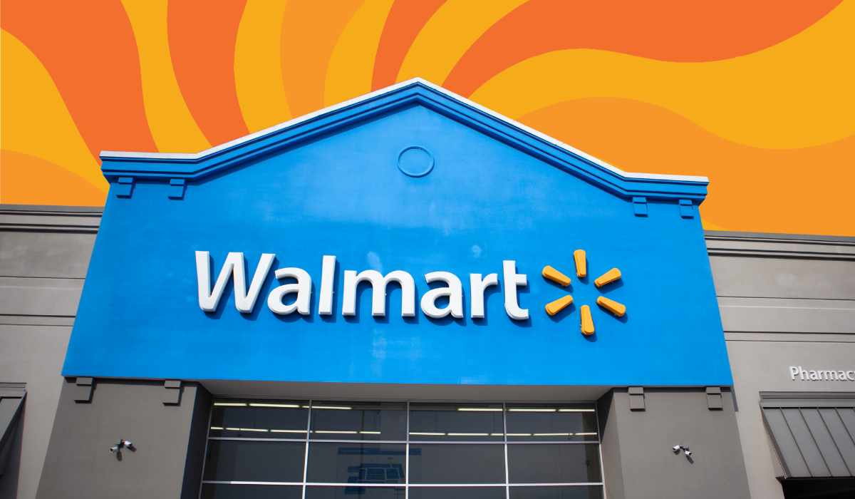 walmart store with an orange swirl background