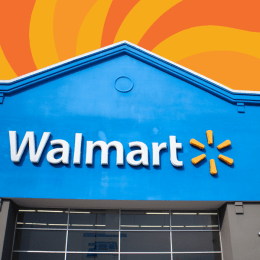 walmart store with an orange swirl background