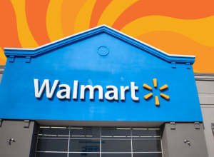 walmart store with an orange swirl background