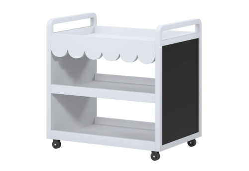 white scallop-edge art cart