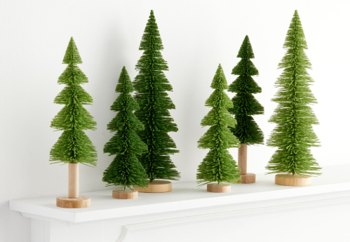 green bottle brush christmas trees