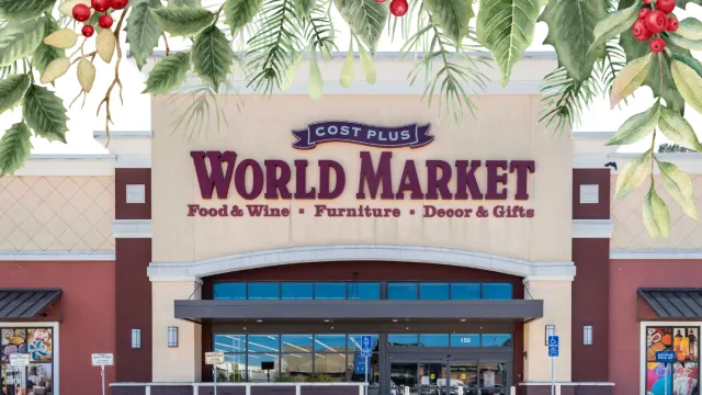 world market store with a christmas garland