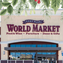 world market store with a christmas garland