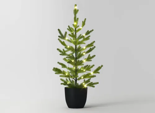 3' Pre-lit Indexed Balsam Fir Mini Artificial Christmas Tree in Black Pot Warm White Lights - Wondershop™: LED, Battery-Operated