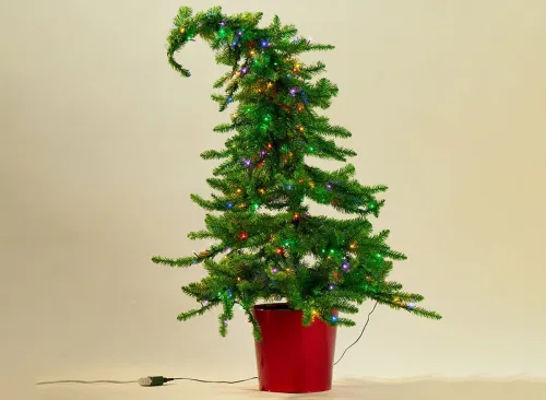 4.5' Prelit Green Tinsel Multilight Tree
