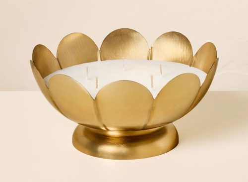 5 Wick Large Scalloped Brass Footed Candle 22oz - Hearth & Hand™ with Magnolia