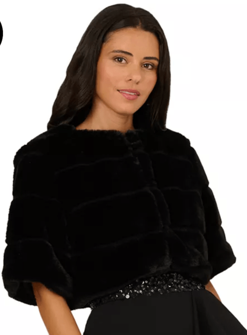 Adrianna Papell Women's Faux Fur Bolero Jacket