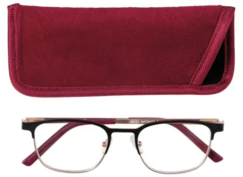Avenue Premium Reading Glasses - Black/Burgundy, 1.5