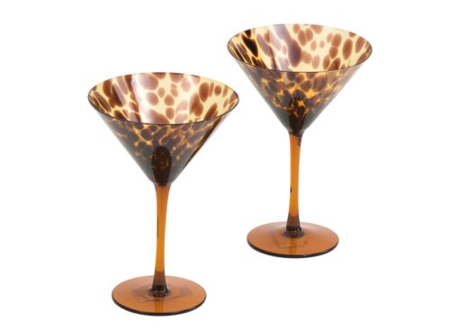 BELLA LUX 2pk Tortoise Martini Glasses