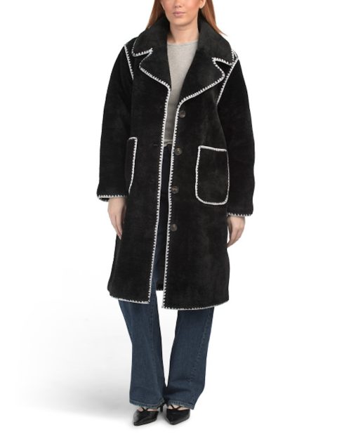 BERNARDO Whipstitch Faux Sherpa Jacket