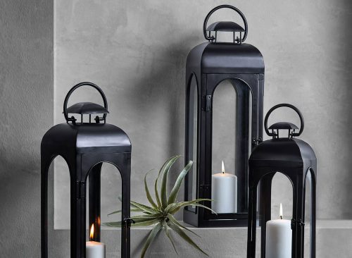 Better Homes & Gardens Black Metal Lantern Candle Holder, 18", Medium