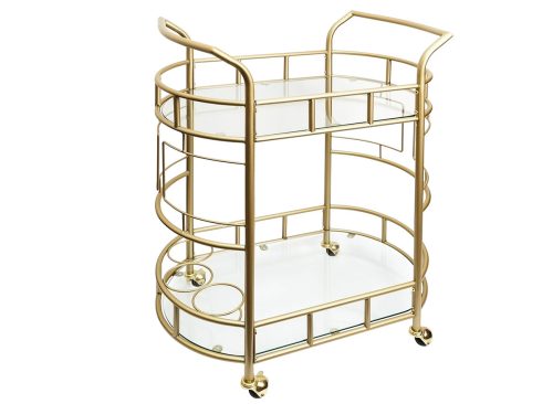 Better Homes & Gardens Fitzgerald Bar Cart with Matte Gold Metal Finish, 2-Tiers