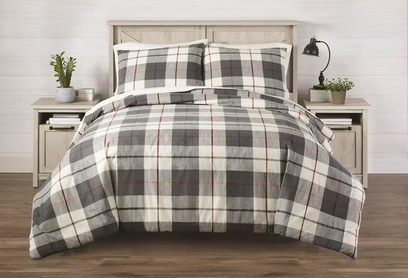 Better Homes & Gardens Homestead Plaid 3-piece Comforter Set from Walmart in a bedroom set