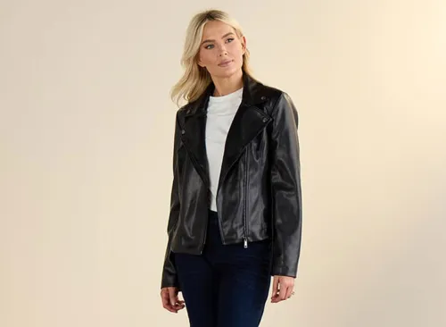 Black Faux Leather Moto Jacket