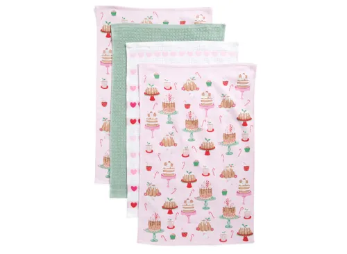CUPCAKES & CASHMERE 4pk Valencia Christmas Cakes Kitchen Towels