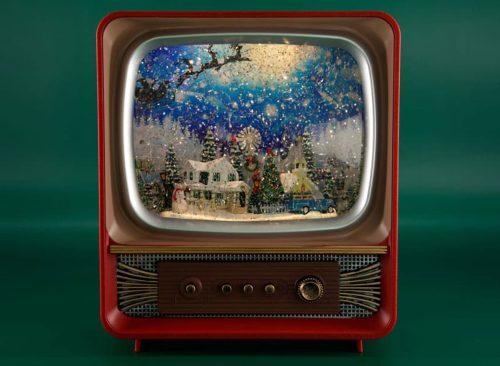 Christmas Village Tv Glitter Globe