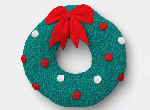 Christmas Wreath Throw Pillow Green/Red/White - Wondershop™