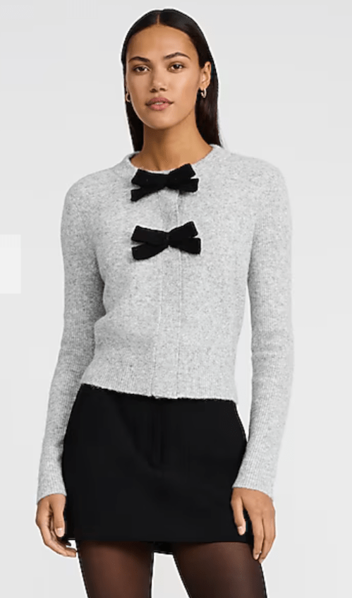 Double Bow Crew Neck Cardigan