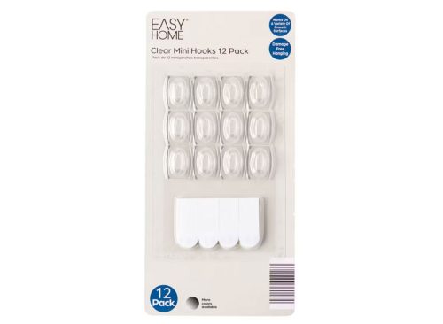 Easy Home 12 Pack Clear Mini Hooks