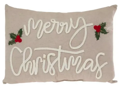 Embroidered Merry Christmas Pillow