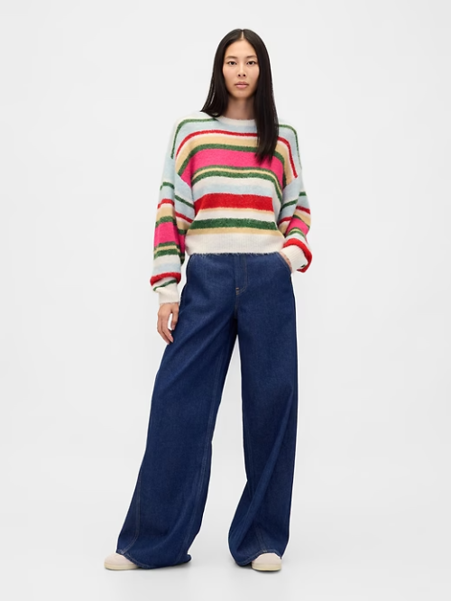 Fuzzy Oversized Crewneck Sweater