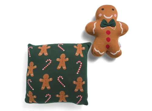 HANDCRAFTED IN INDIA Set Of 2 Gingerbread Man Pillows