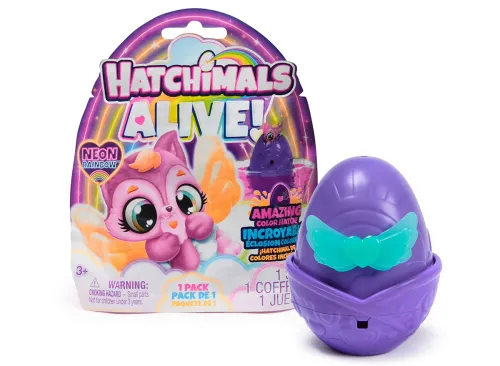 Hatchimals Alive, Neon Rainbow 1-Pack Surprise Figure in Egg, for Ages 3 and up (Styles Vary)