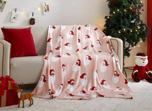 Holiday Time Cozy Christmas Plush Santa Throw Blanket, Standard Size, All Ages
