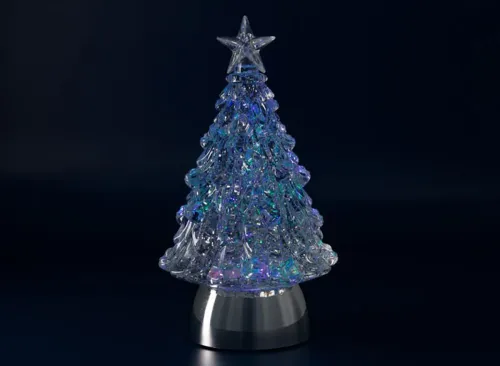LED Silver Base Tree Glitter Globe