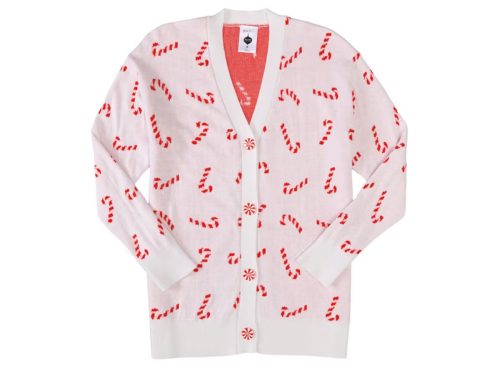 Ladies Holiday Cardigan - Candy Cane, M