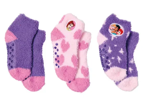 Licensed 3 Pack Children's Princess Fuzzy Socks, 4-6