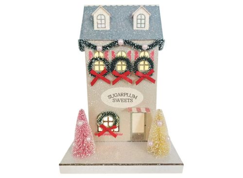 Merry Moments LED Paper Glitter House Sugarplum Sweets